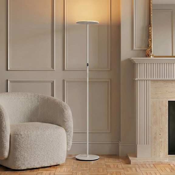 Brightech Sky 63 in. White Torchiere LED Floor Lamp