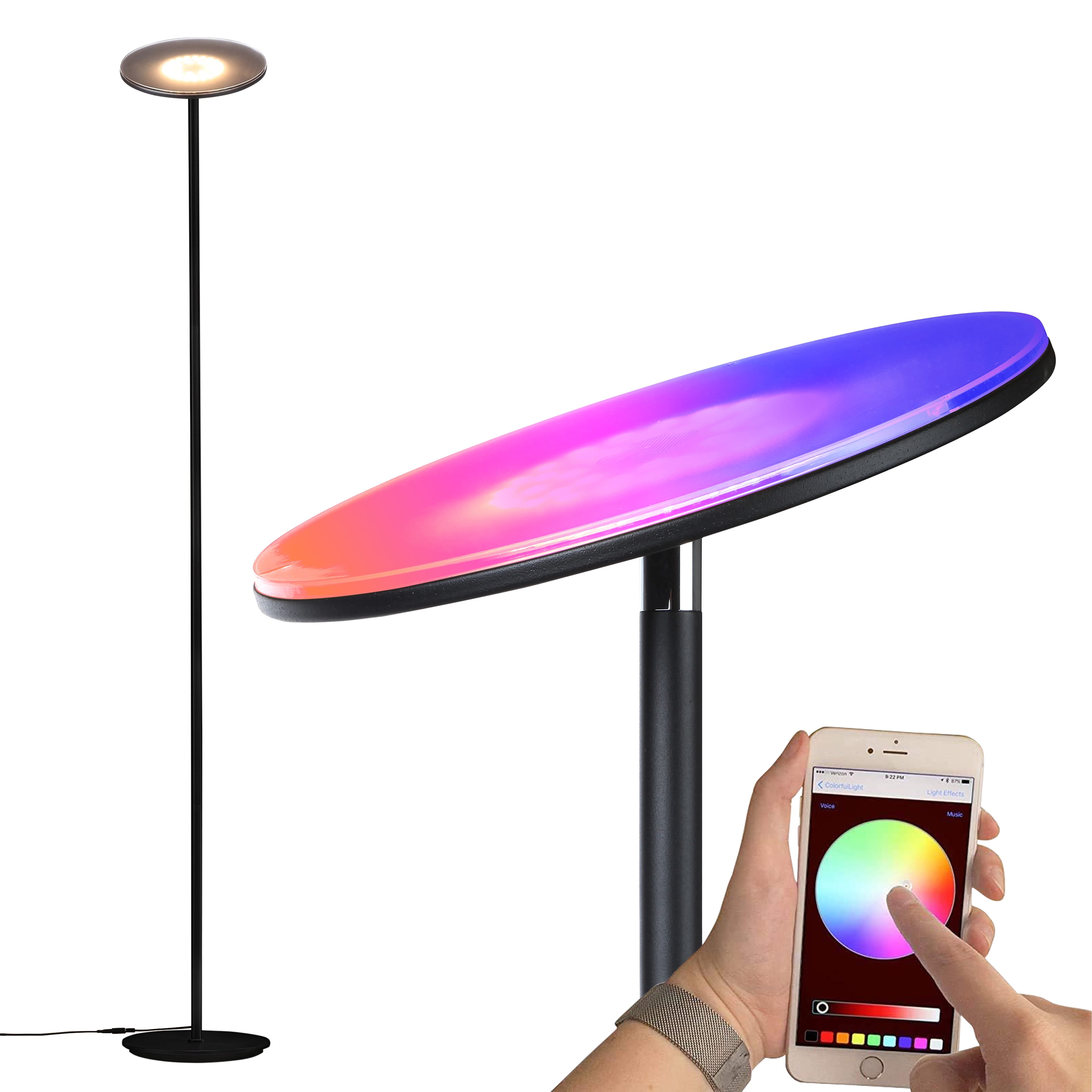 White Adjustable 69" LED Torchiere Floor Lamp with 3-Way Switch