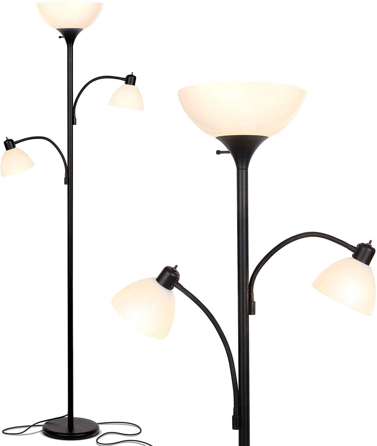 Brightech Sky Dome Double 72 in. Black Torchiere LED Floor Lamp with  Adjustable Arms