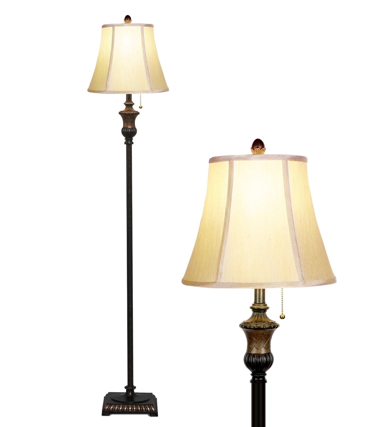 Brightech Sophia 63 in. Bronze LED Floor Lamp with Bell Shape Fabric Shade