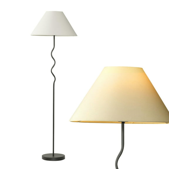Brightech Squiggle 62" LED Floor Lamp with Twisting Base and Ivory Empire Shade - Brass