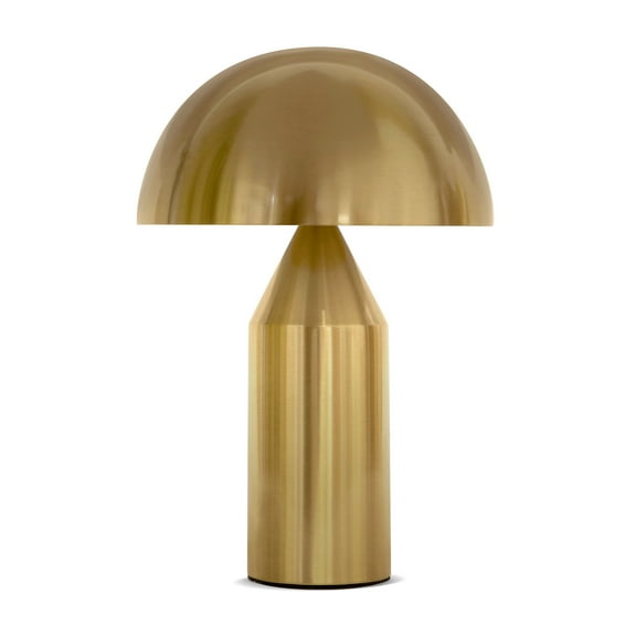 Brightech Venus Table Lamp, Contemporary Lamp for Living Room, Office Decor, Unique Mushroom Table Lamp with Dimmable LED Light Bulbs and Gold Dome Shade for Bedroom Reading – Brass/Gold