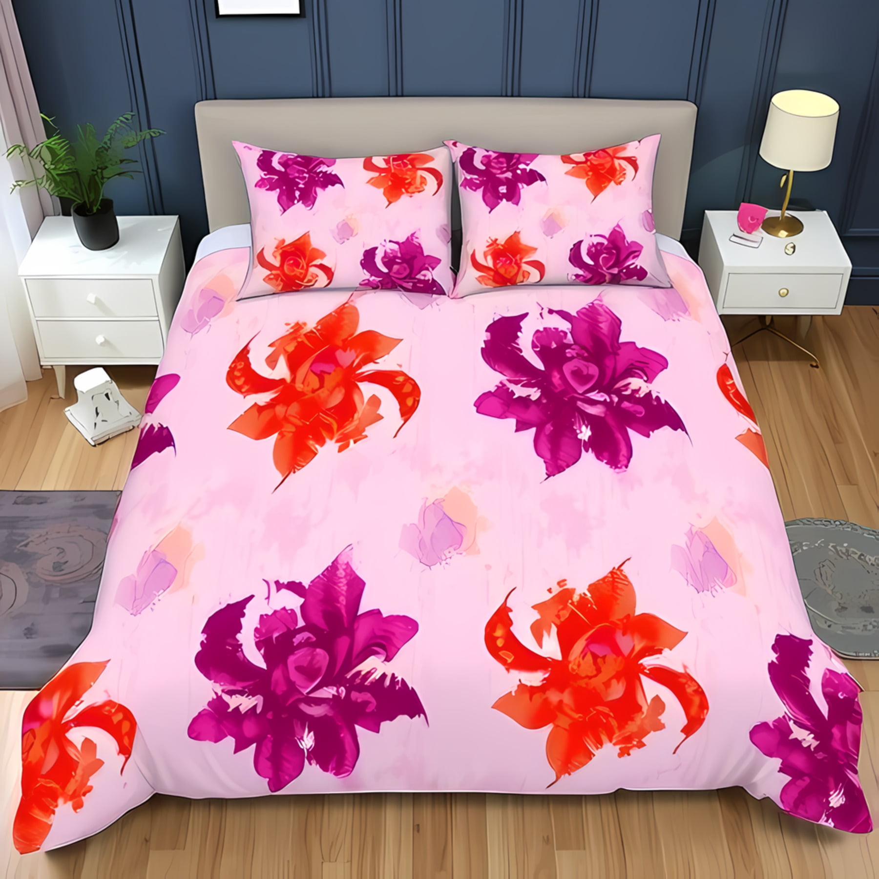 Brighten Your Bedroom with Our 3-Piece Pastel Pink Floral Duvet Cover