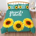 thumbnail image 1 of Brighten Your Bedroom with Our 3-Piece Teal Duvet Cover Set Featuring Sunflowers & Beach Vibes, 1 of 4
