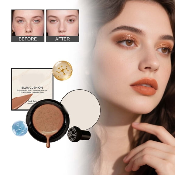 Brightening Air Cushion Cream for Moist & Shiny Skin, Long-Lasting Coverage to Conceal Blemishes, Suitable for All Skin Types with Easy Application, 18g Compact for Natural Dewy Finish