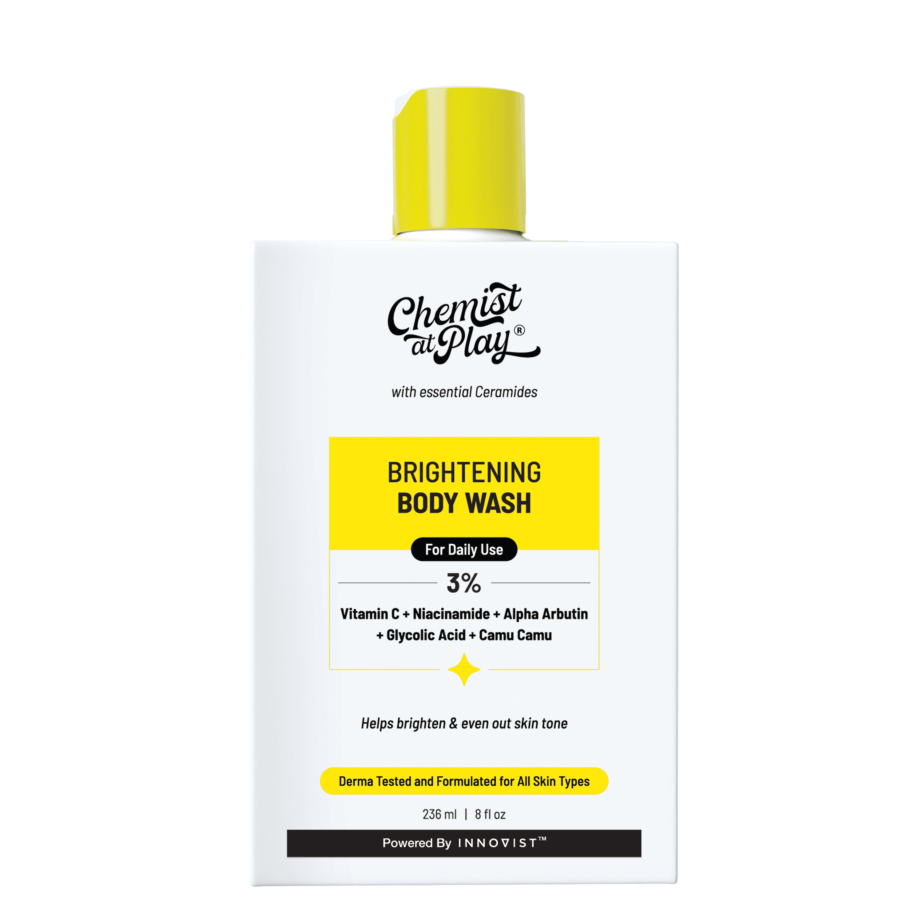 Chemist at Play Brightening Body Wash | Glowing Skin Vitamin C Bodywash | Helps to Reduce Fades Dark Spots, Evens out Skin Tone | Alpha Arbutin | 30X Vitamin C | For Women & Men | 15.9 Fl oz