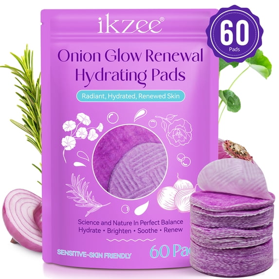Brightening Toner Pads With Onion Extract and Niacinamide, Soothe, Hydrated, Renewed Skin, Mild & Convenient Skincare, 60 Pads