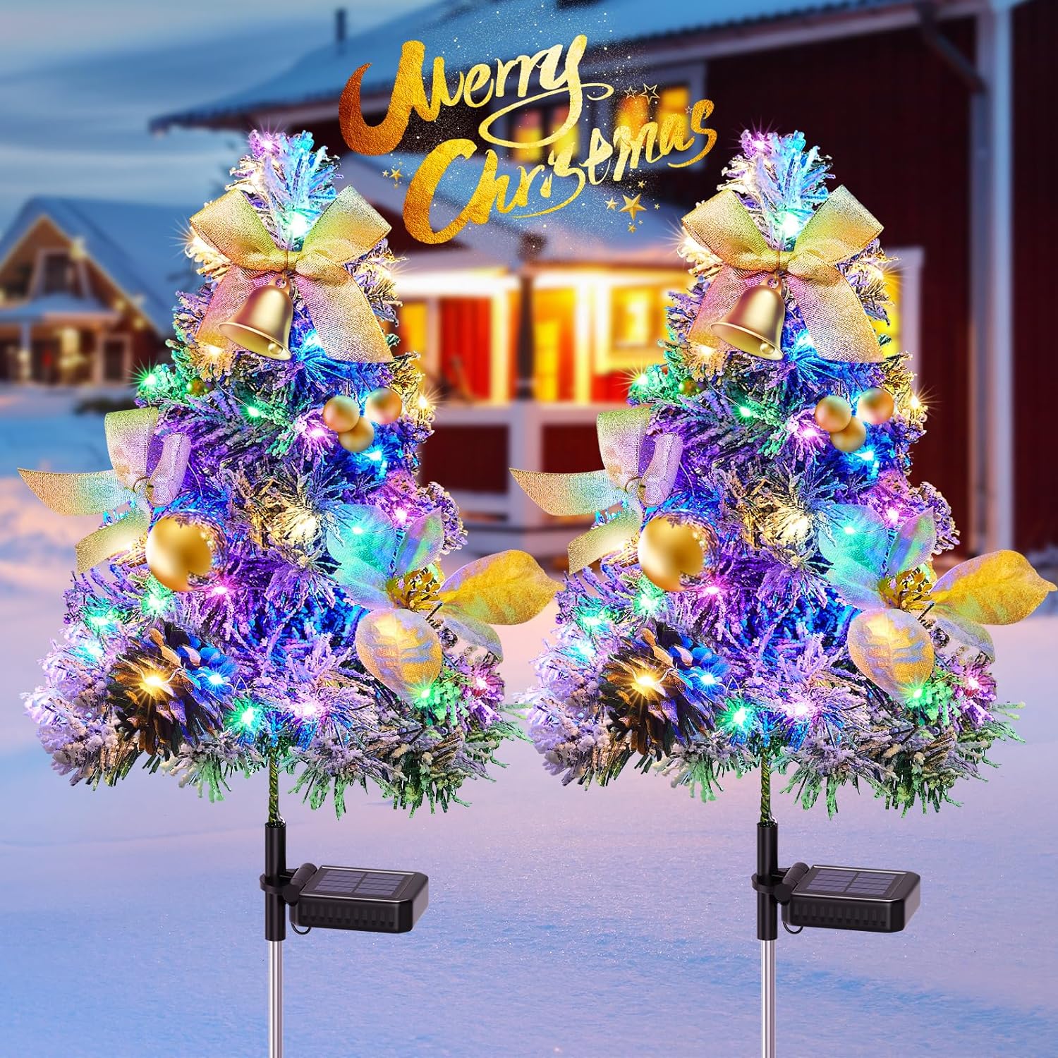 Brighter 120 LED Solar Christmas Garden Stake Lights MultiColor