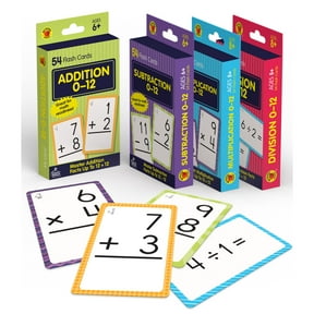 Brighter Child 4-Pack Math Flash Card Bundle (216 cards) Grade 1-5