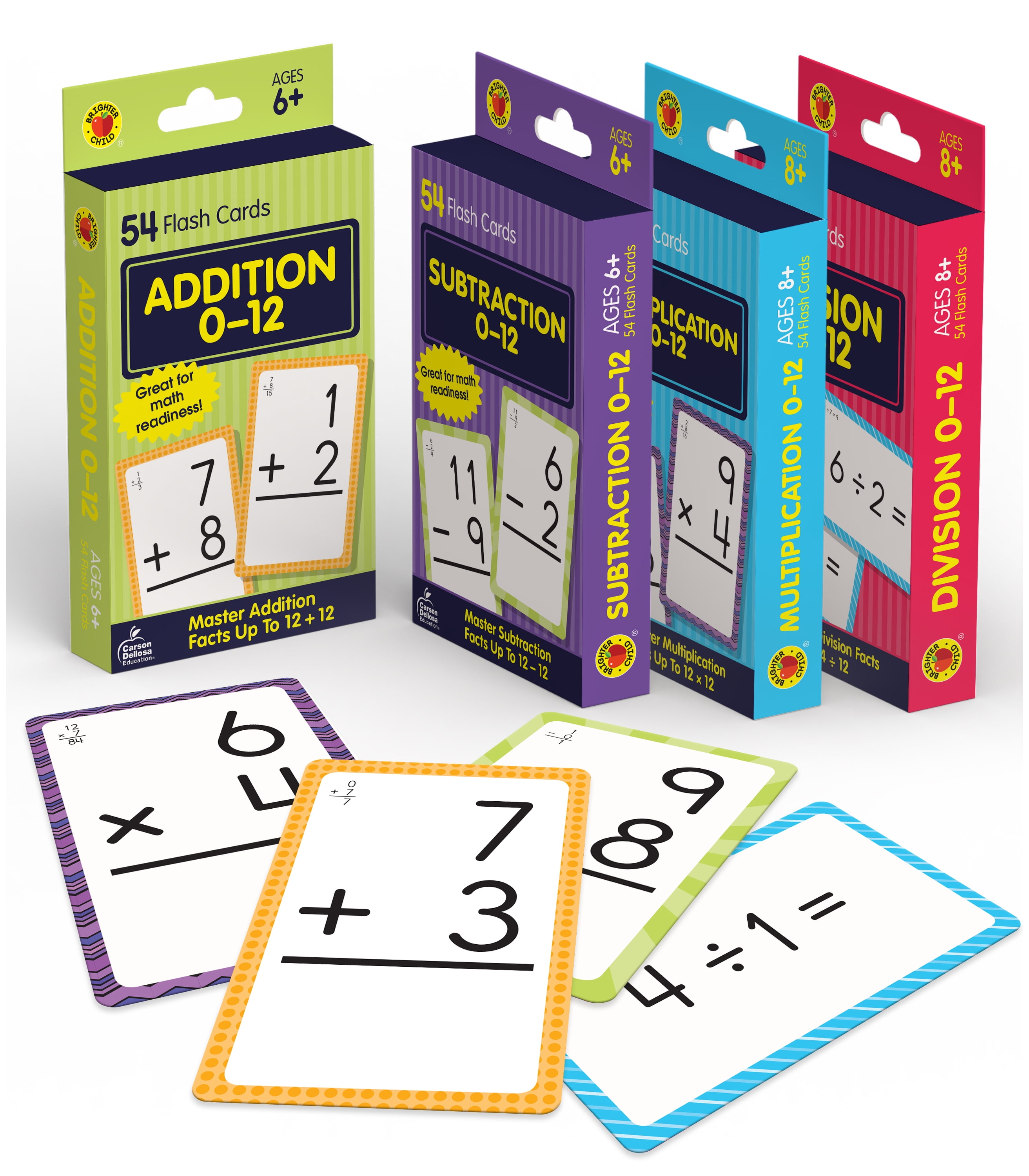 Brighter Child 4-Pack Math Flash Card Bundle (216 cards)