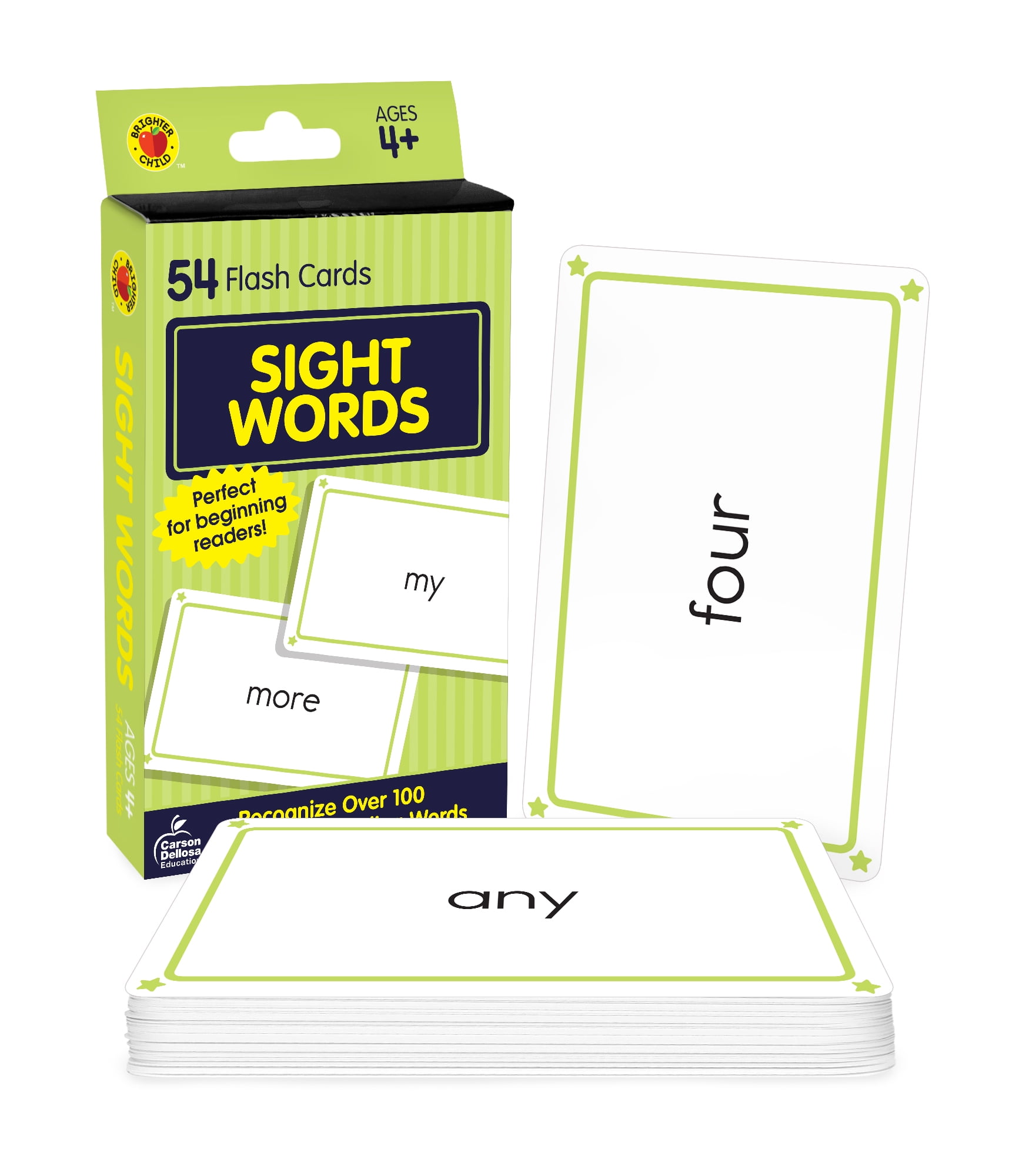 Brighter Child Sight Words Flash Cards Grade PK-2 (54 cards)