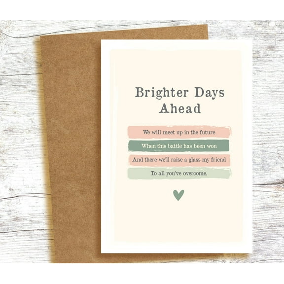 Brighter Days Ahead Encouragement Card  Uplifting Quote Design  Blank Inside with Matching Envelope  Perfect for Support, Friendship, and Motivation