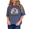 thumbnail image 1 of Brighter Days Ahead Quote, 90s Retro Rainbow, Flowers & Mushrooms Art, Denim Comfort Colors T-Shirt, Small, 1 of 1