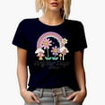 thumbnail image 1 of Brighter Days Ahead Quote, 90s Retro Rainbow, Flowers & Mushrooms Art Merch Gift, Navy Blue T-Shirt, Medium, 1 of 5