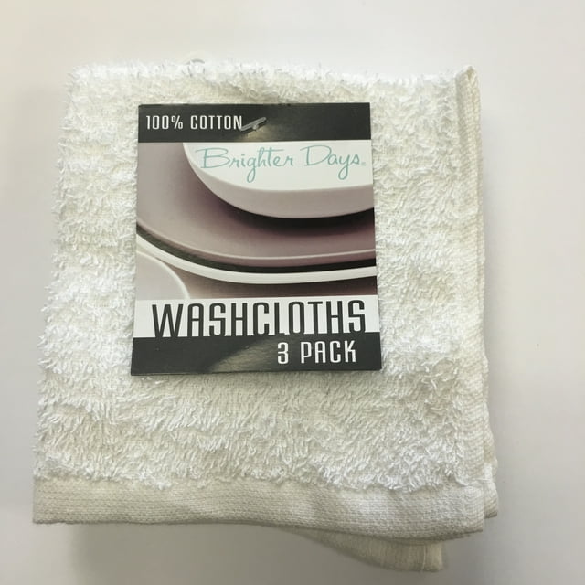 Brighter Days, White 3pk Washcloths