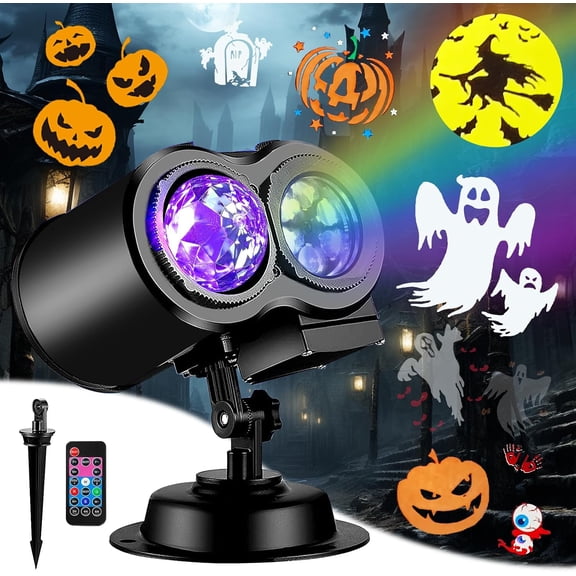 Brighter Halloween Decorations Projector Lights, 2025 Upgraded Holiday Projectors, Christmas Projector with 19 HD Replaceable Slides (Ocean Wave & Patterns), Waterproof Halloween Projector Light Show