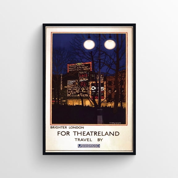 Brighter London For Theatreland, London Underground Poster 1924, Retro Travel Poster, Vintage Travel Poster, Retro Poster, Vintage Poster Wall Art, Modern Wall Decor, 12x18 UNFRAMED