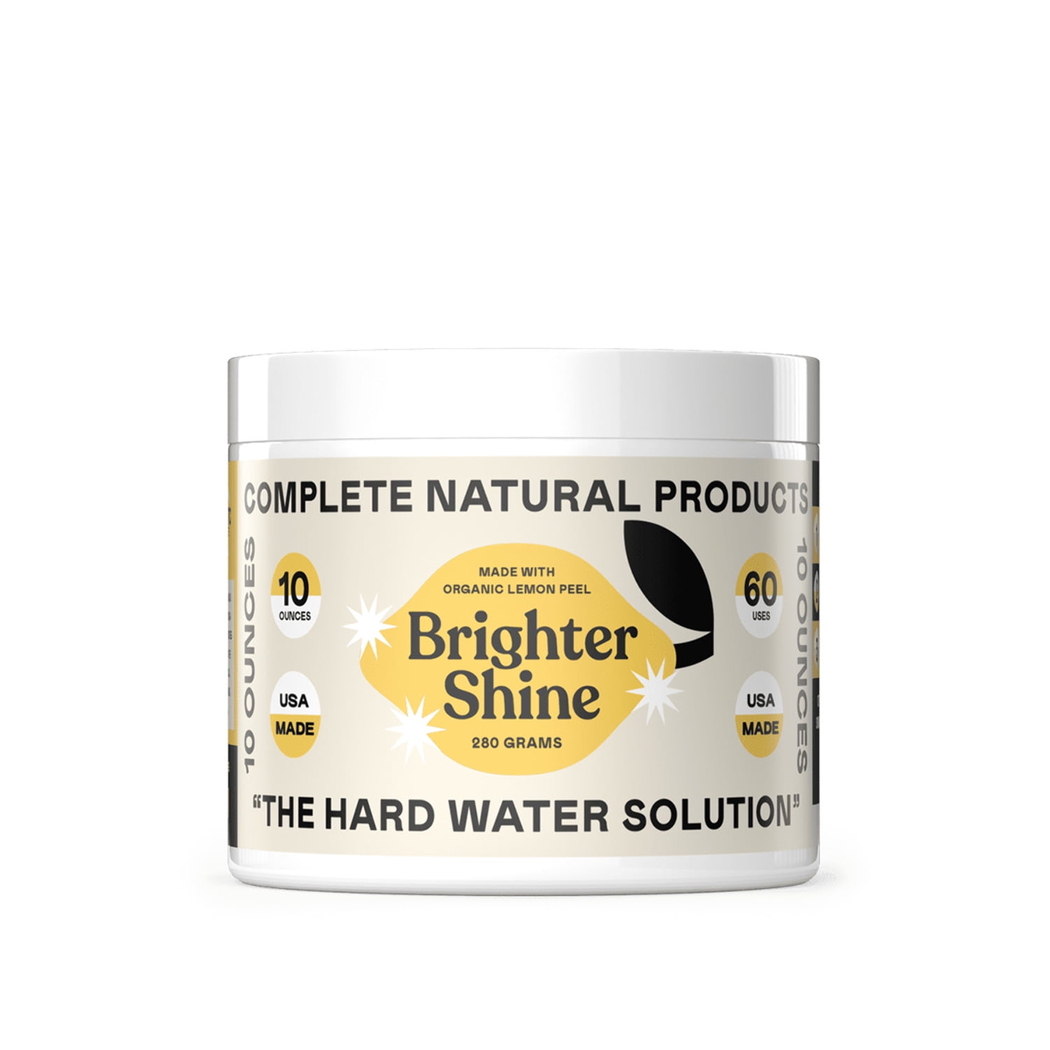 Brighter Shine - 60 Uses, Natural Lemon Dishwasher Additive & Citric Acid Cleaner, Hard Water Spots Remover