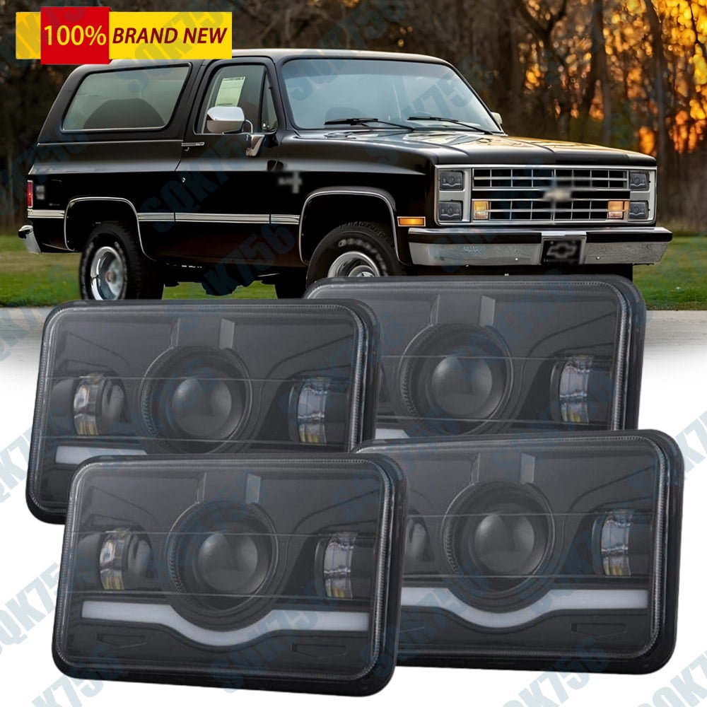Brightest 4pcs 4x6" Led Headlights H4656 H4652 for Chevrolet El Camino K5 Blazer