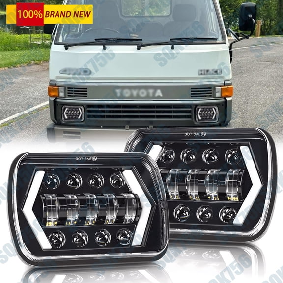 Brightest DOT 7x6" Rectangle LED Hi/Lo Headlight DRL for Toyota Pickup 1982-1995