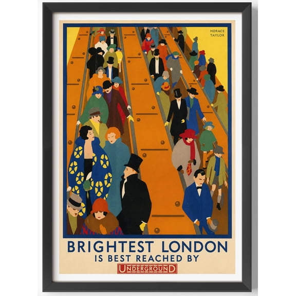 Brightest London Underground Vintage London Transport Art Deco 1920S Travel Retro London Decor Wall Art Poster , Poster Print Only