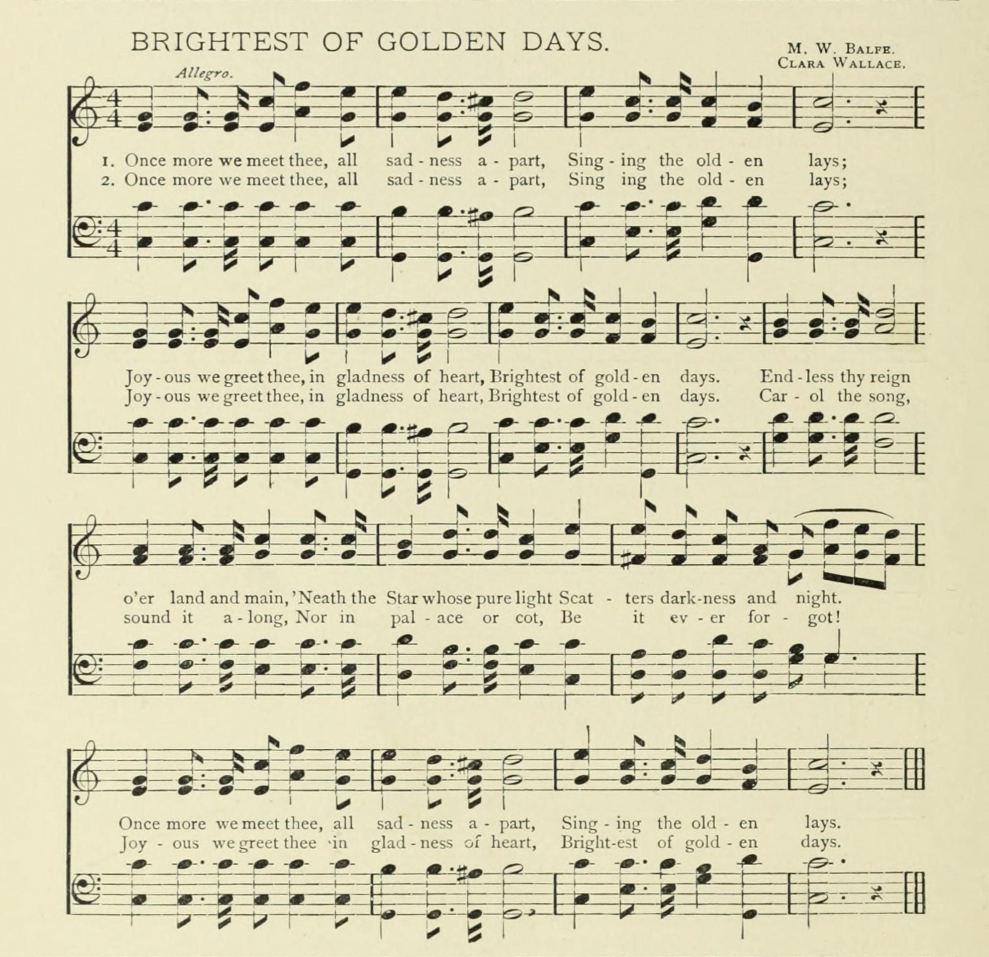 Brightest of Golden Days Christmas in Song 1891 Canvas Art - (18 x 24)