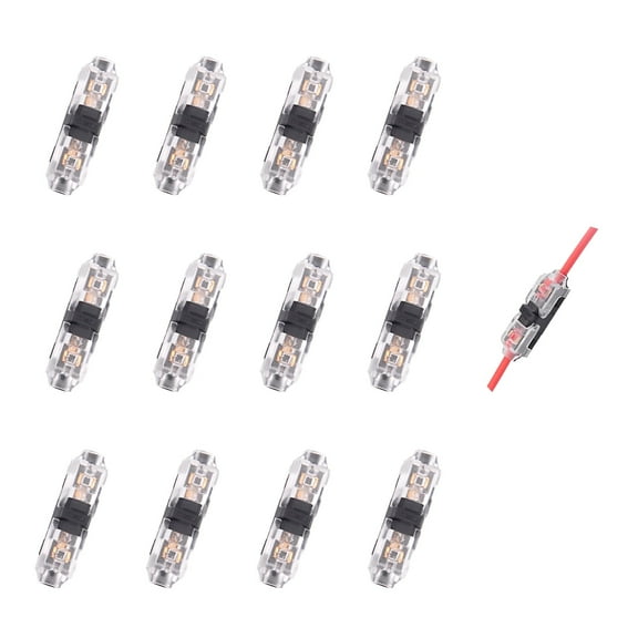 Brightfour Low Voltage Wire Connectors, No Wire Stripping 2 Way 1 Pin, Fit 20-24 AWG, 12 Pack