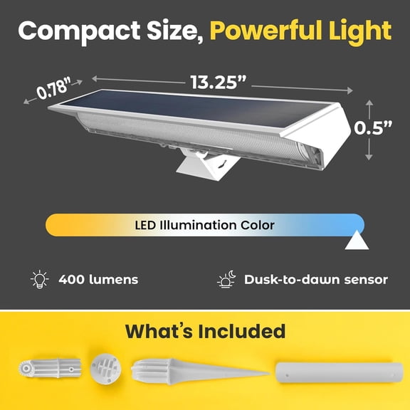 Brighticonic Solar Sign Lights Outdoor White – LED Solar Sign Light for House Numbers & Real Estate Signs – 13" Cool White Floodlight, IP65 Waterproof, Dusk to  Solar Mailbox Light