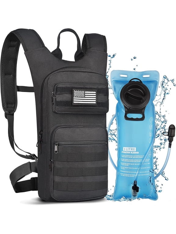 17L Hydration Backpack with 3L TPU Water Bladder, Camel Backpack Hydration Pack for Hiking Hunting Climbing Cycling Biking Running, Molle Compatible Water Backpack for Men Women, Black