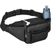 Scifil Crossbody Fanny Pack for Men Women, Large Waist Bag Hip Pack with Water Bottle Holder for Running Traveling Hiking, Adjustable Belt Strap, Black