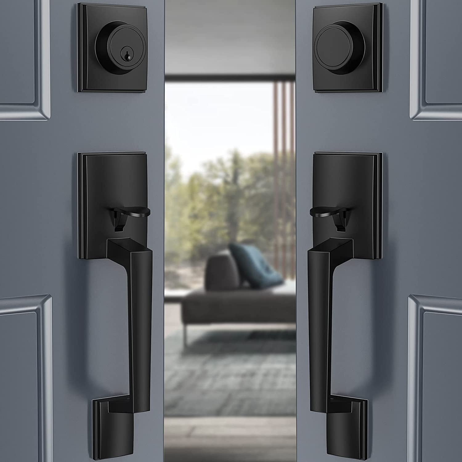 Brightify Front Door Handle Set, Exterior Door Lock Set with Deadbolt