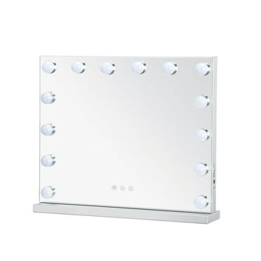 Brightify Hollywood Lighted Vanity Mirror with 14 Dimmable LED Lights, 5X Magnification, 3 Color Modes, Touch Control, Silver, 19.7X16.5'', Ideal Gift for Girls Women