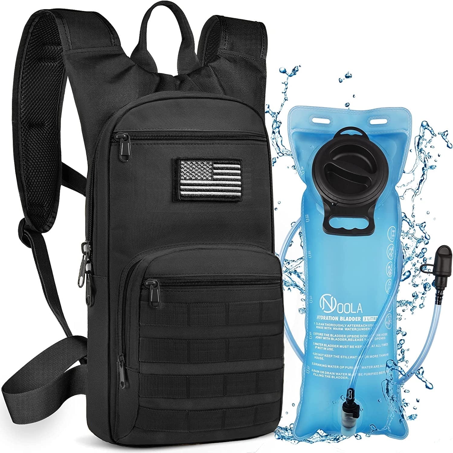 Brightify Hydration Backpack 17L, Hiking Backpack with 3L TPU Water Bladder for Cycling Running Hiking Climbing Biking, Breathable Water Hydration Backpack for Men Women, Black