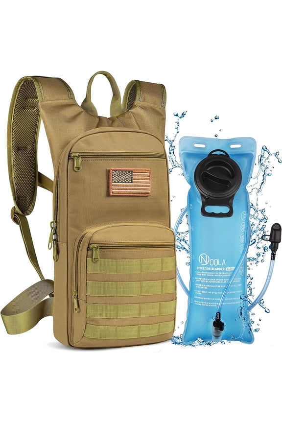 Hydration Backpack 17L, Hiking Backpack with 3L TPU Water Bladder for Cycling Running Hiking Climbing Biking, Breathable Water Hydration Backpack for Men Women, Tan