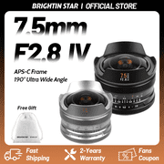 Brightin Star 7.5mm F2.8 IV APS-C Ultra Wide Angle Fisheye Manual Focus MF Lens for M43 Mount Cameras Black with ND1000 Filter