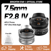 Brightin Star 7.5mm F2.8 IV APS-C Ultra Wide Angle Fisheye Manual Focus MF Lens for M43 Mount Cameras Black with ND1000 Filter