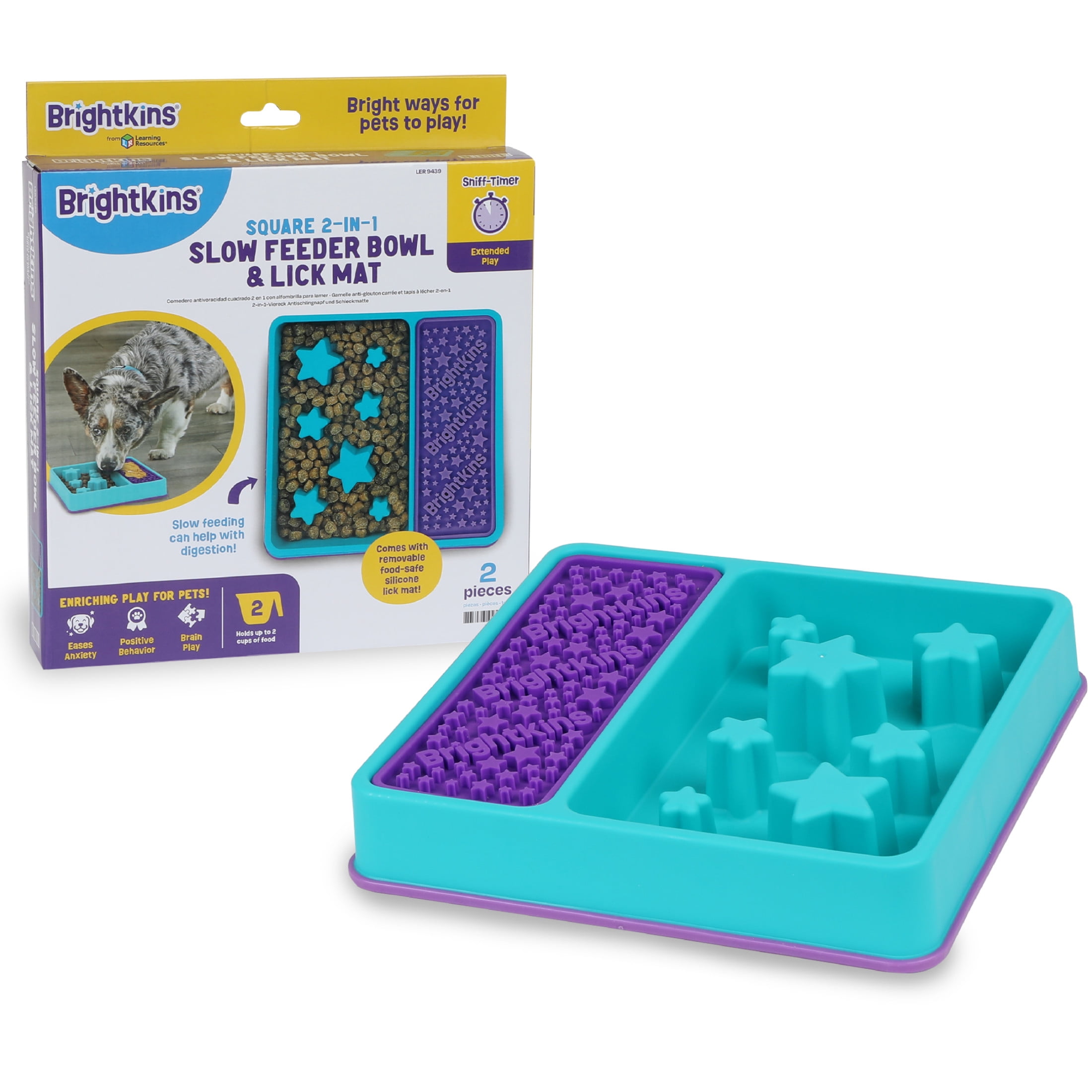 Brightkins Brightkins Slow Feeder & Lick Mat, Enrichment Slow Feeder Bowls