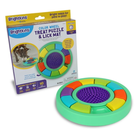 Brightkins Color Wheel Treat Puzzle & Lick Mat, Enrichment Slow Feeder Bowls