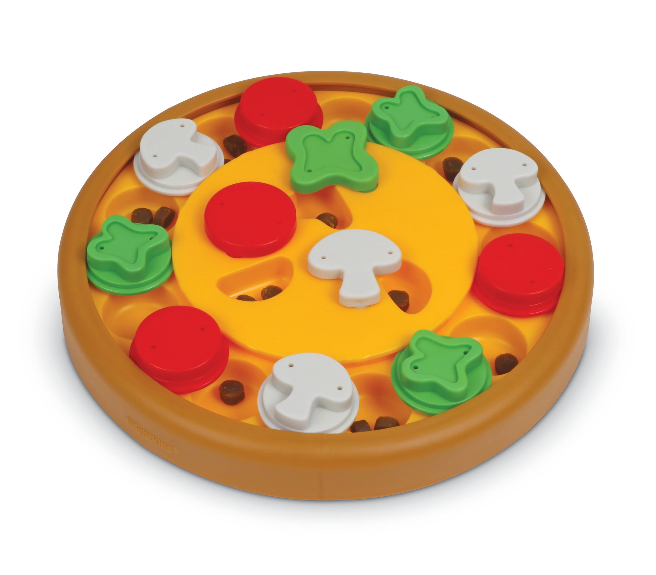 Brightkins Pizza Party! Dog Toy Treat Puzzle, Multi-Color Food