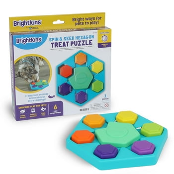Brightkins  Spin & Seek Hexagon Treat Puzzle, Enrichment Slow Feeder Bowls, Interactive Dog Toys