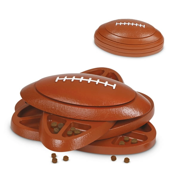 Brightkins Touchdown Time! Dog Toy Treat Dispenser, Interactive Football Puzzle for Puppy Enrichment Training & Birthdays