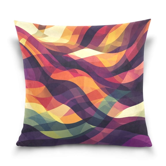 Brightly Colored Abstract Pattern 16x16 Inch Plush Velvet Pillowcase Double Sided Print, Hidden Zipper
