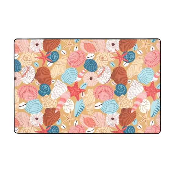 Brightly Colored Conch Shaggy Area Rug, Rugs for Living Room Bedroom Non Slip Door Mat Indoor Carpet Machine Washable Nursery Home Decor Floor Mats for Entryway 60x39in-#