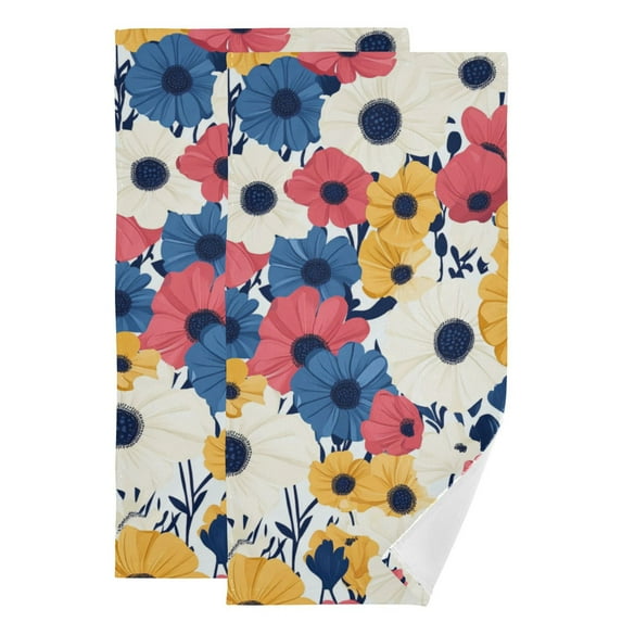 Brightly Colored Daisies Hand Towel Absorbent Bath Towels for Bathroom Sports Gym(28.3" X 14.4") Set of 2
