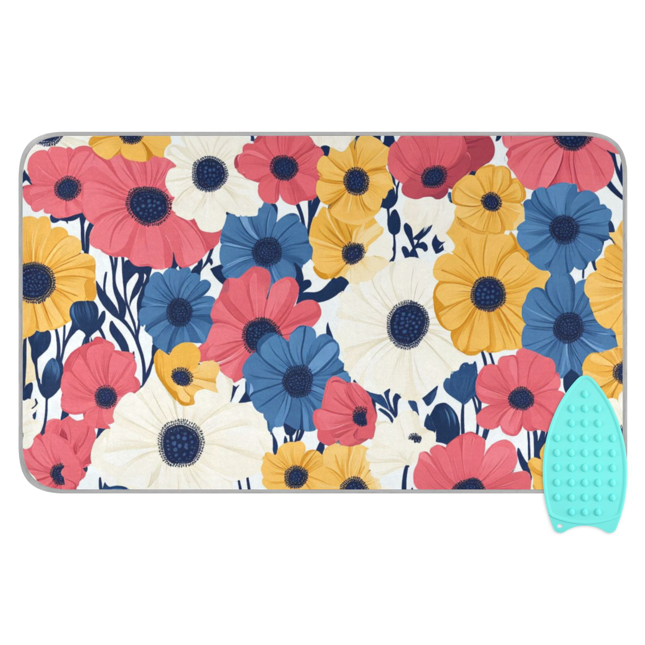 Brightly Colored Daisies Ironing Mat Blanket for Table Top Travel Portable Ironing Board Pad 47.2x27.6 Inch