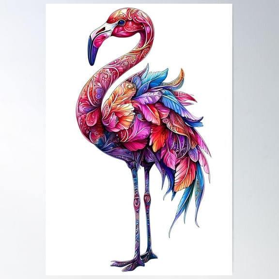 Brightly Colored Flamingo Poster Wall Art, Modern Wall Decor For Living Room Bedroom, 8x12 UNFRAMED