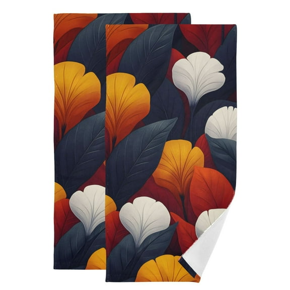 Brightly Colored Leaves Hand Towel Absorbent Bath Towels for Bathroom Sports Gym(28.3" X 14.4") Set of 2