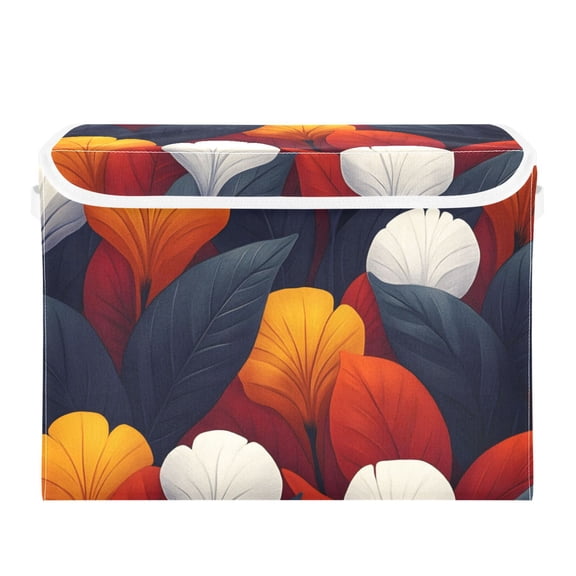 Brightly Colored Leaves Large Storage Bins with Linen Collapsible Lid Storage Box 16.7 x 12.6 x 11.8in