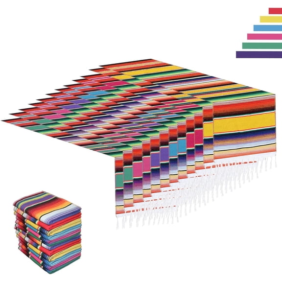 Brightly Colored Mexican Theme Table Runners 14 Inch x 84 Inch Party Supplies