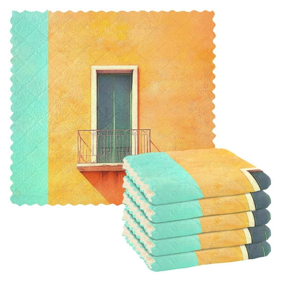 Brightly Colored Minimalist Kitchen Cloth Dish Towels for Drying Washing Absorbent Dish Rags 6 Pack
